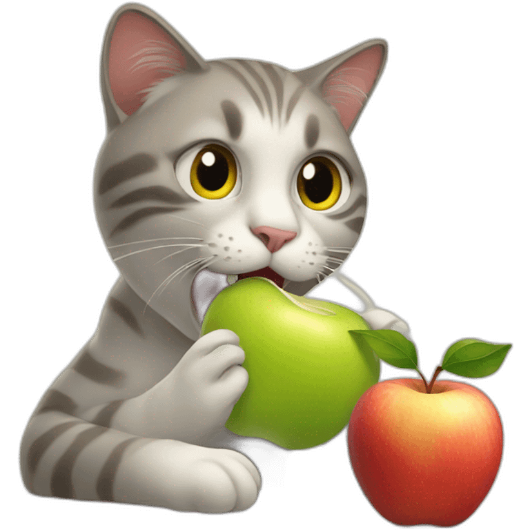 Cat eats apple emoji