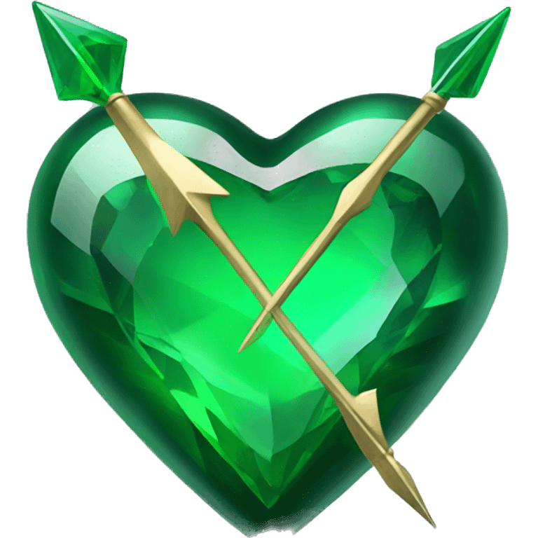 heart pierced emerald green with an arrow, glass effect emoji