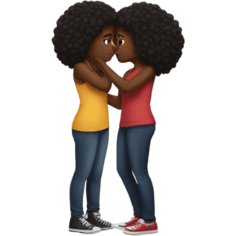 Two black girls kissing emoji