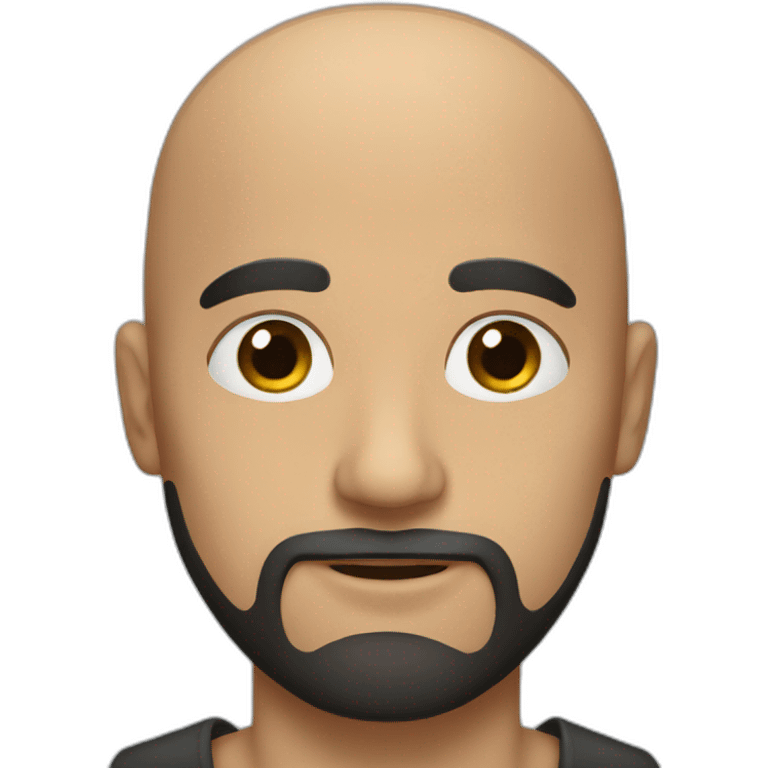 A bald man with brown eyes and a black beard emoji