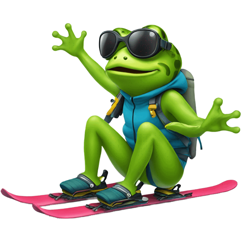 frog skiing emoji