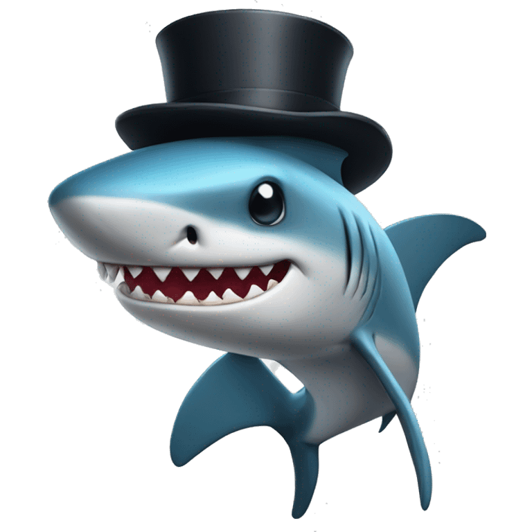 Shark with a top hat emoji