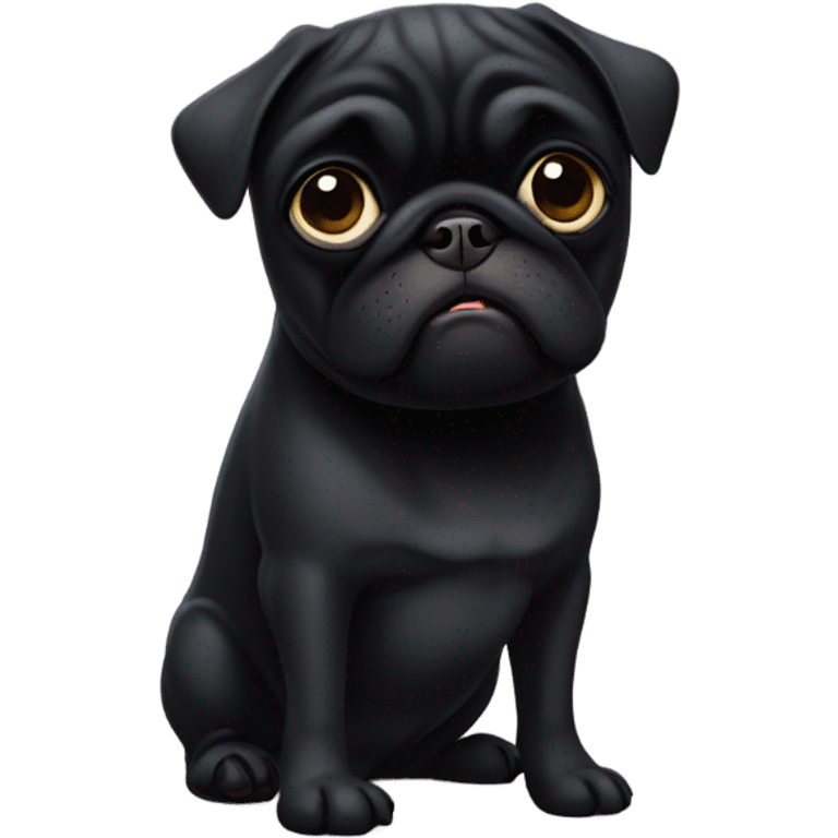 Black pug  and the words  “I’m sorry” emoji