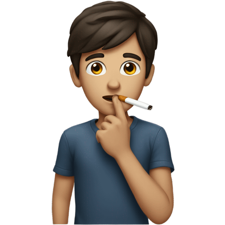 brunette boy smoking outside emoji