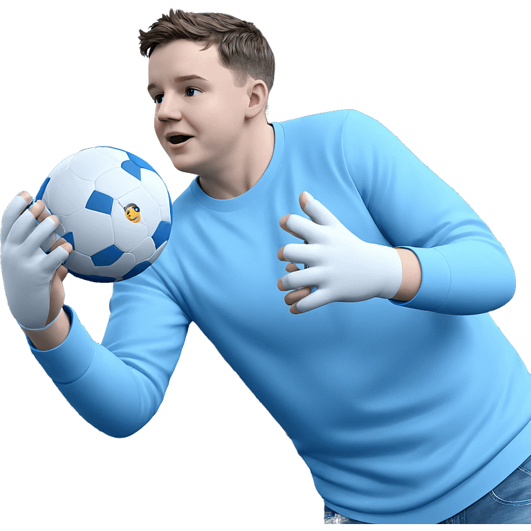 boy holding ball in blue emoji