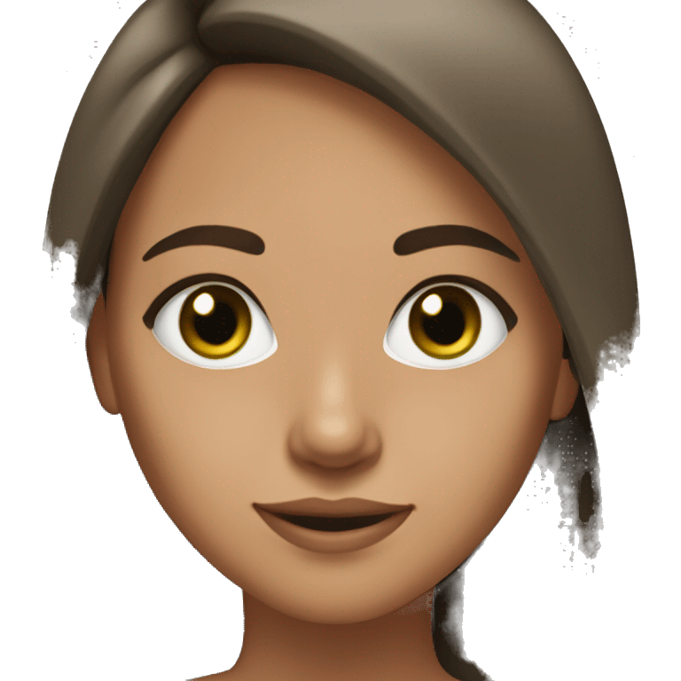 Brunette girl, green eyes, medium tan skin emoji