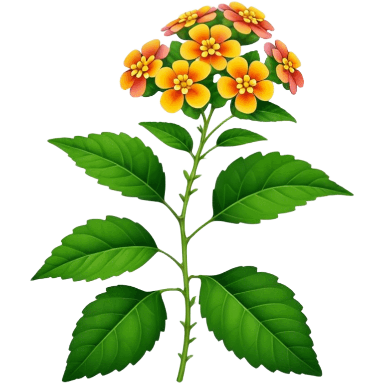 single Lantana flower, stem, leaf emoji