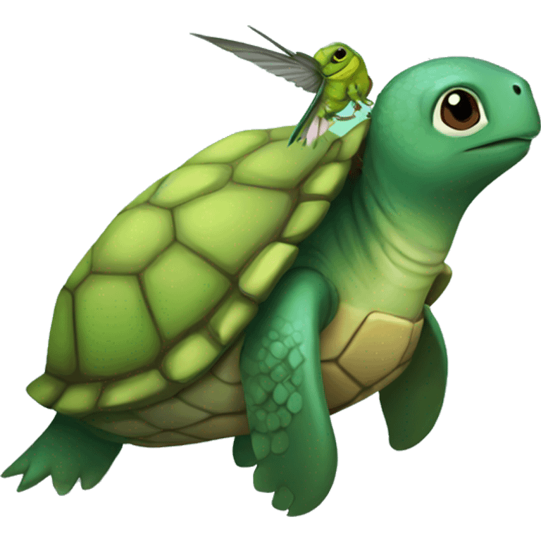 turtle hugging hummingbird emoji