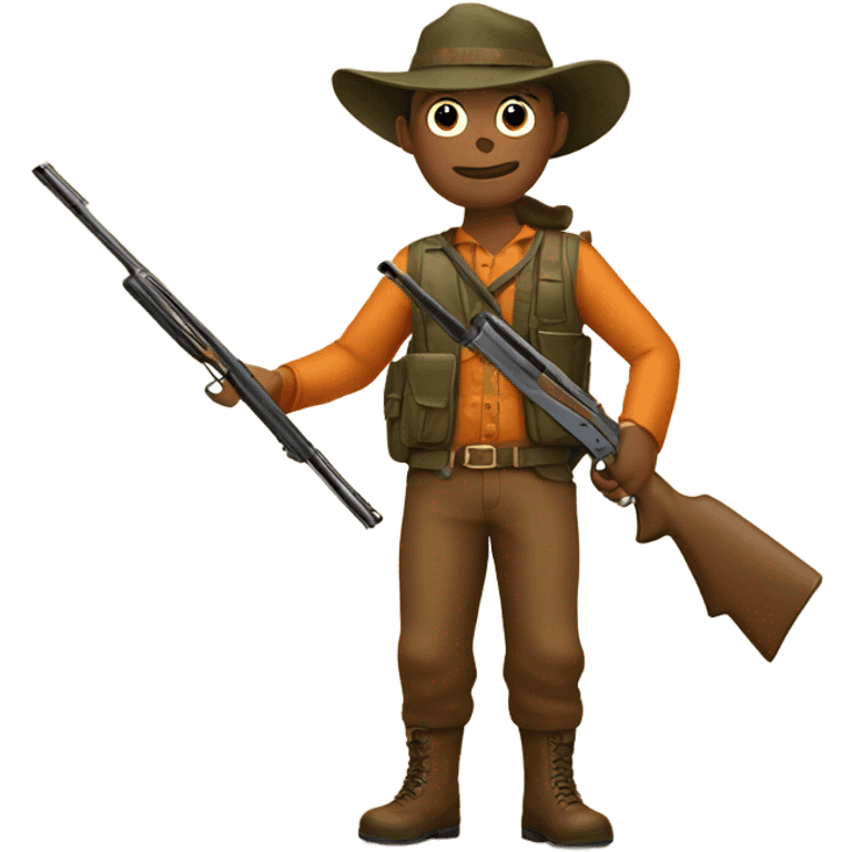 Hunter with a gun during a pheasan hunting emoji