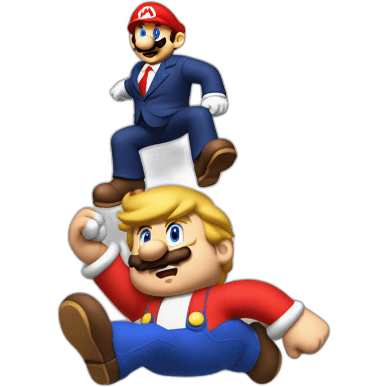 mario jumping on donald trump's head like a goomba emoji