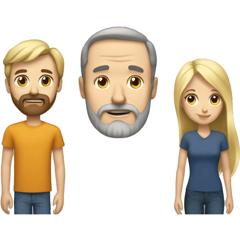 a caucasian dad with a beard with his teen boy and teen blond girl emoji