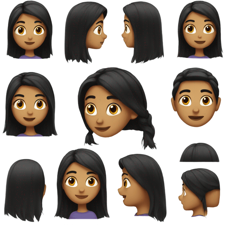 Long black hair emoji