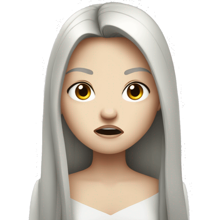 Angry pale girl with long black hair  emoji