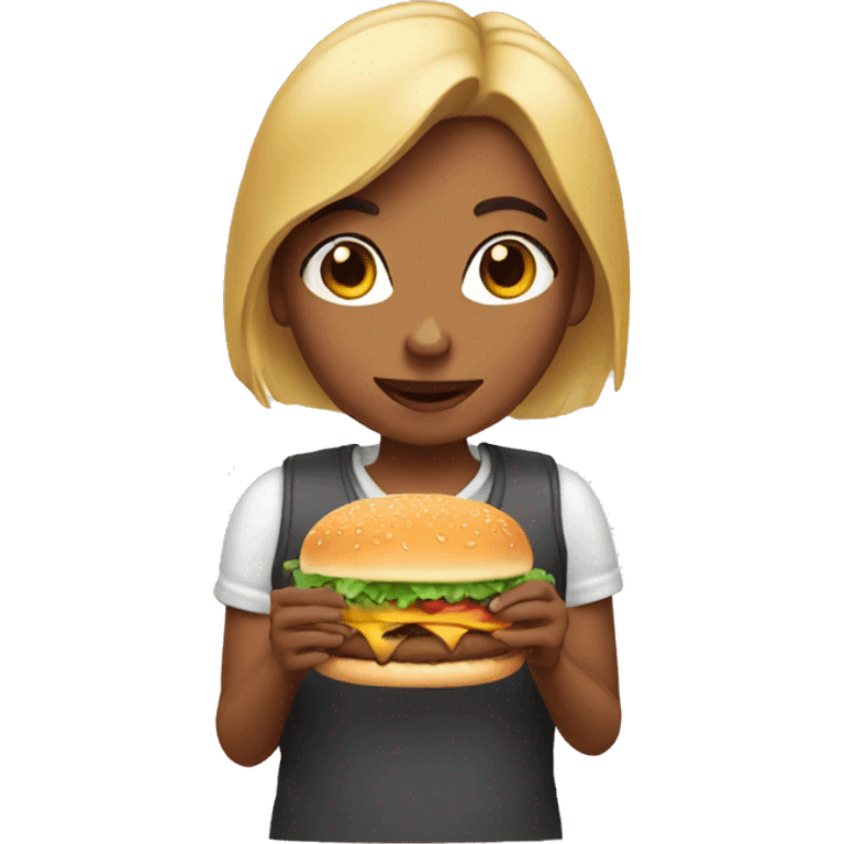 Girl holding burger emoji