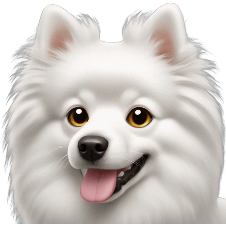 white and fluffy german spitz dog emoji