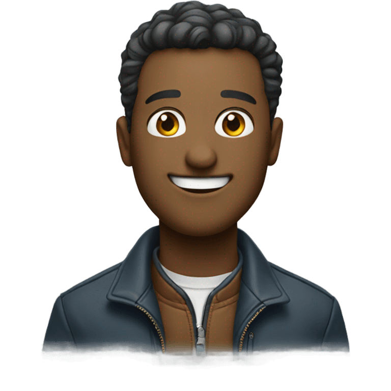 smiling man in jacket emoji