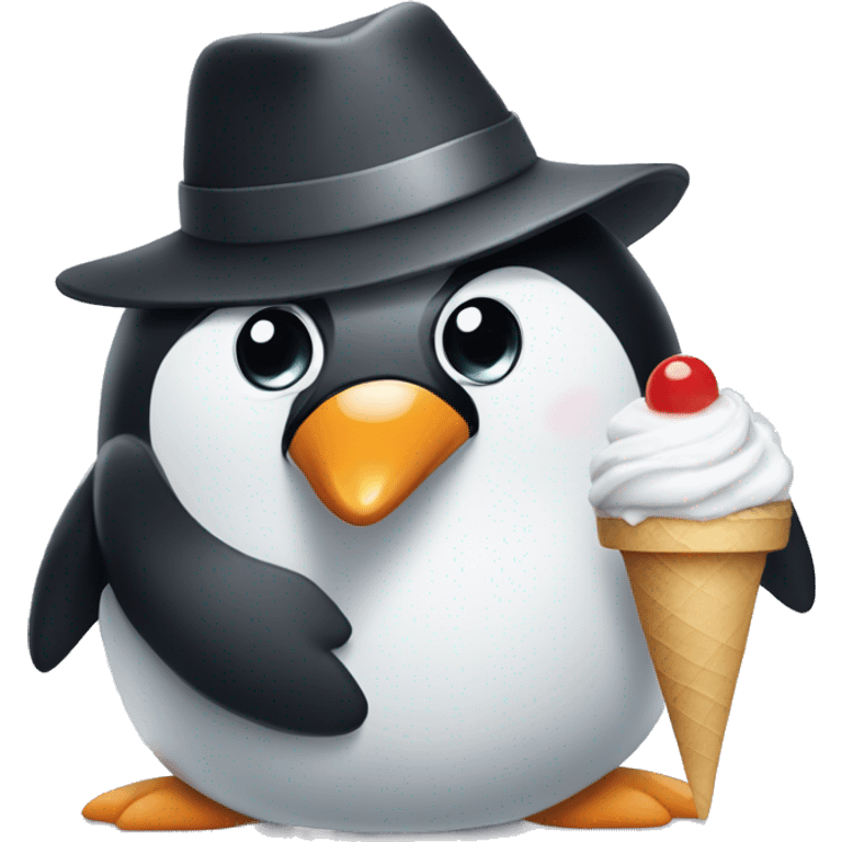 Penguin with a hat and a ice crean emoji