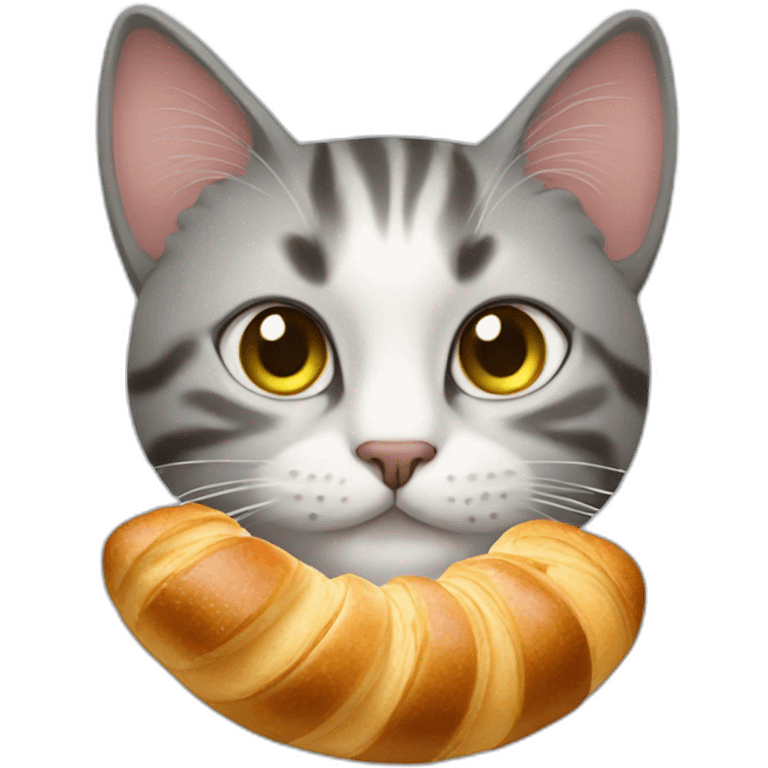 cat with croissant emoji