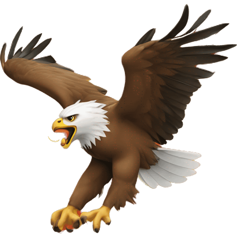 Eagle being hunted by a lion with yellow and red backgrounds emoji