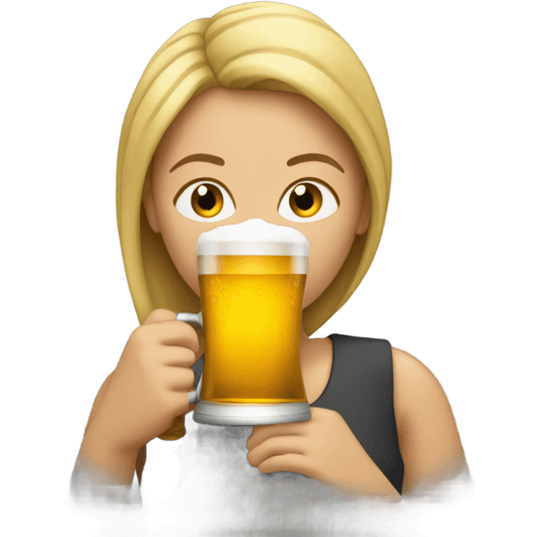 Woman drinking beer emoji