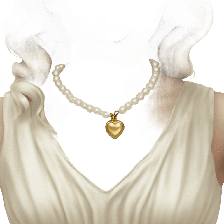 vintage pearl necklace with heart emoji