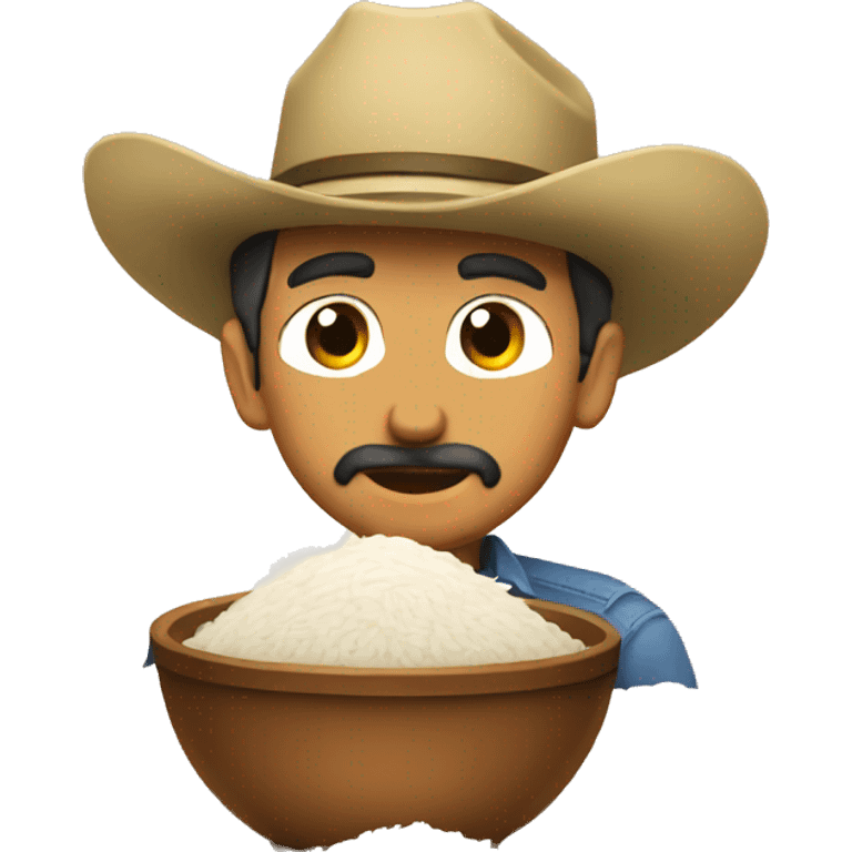 bowl of rice with cowboy  emoji