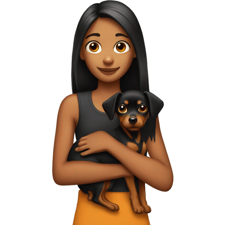 Girl holding a pinscher emoji