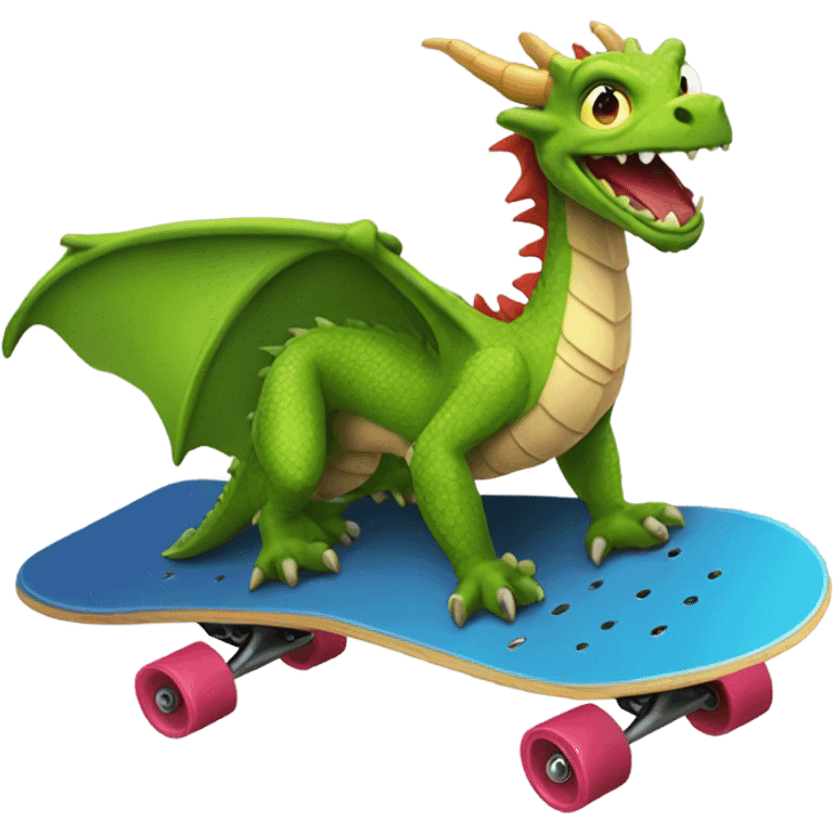 Dragon on a skateboard emoji