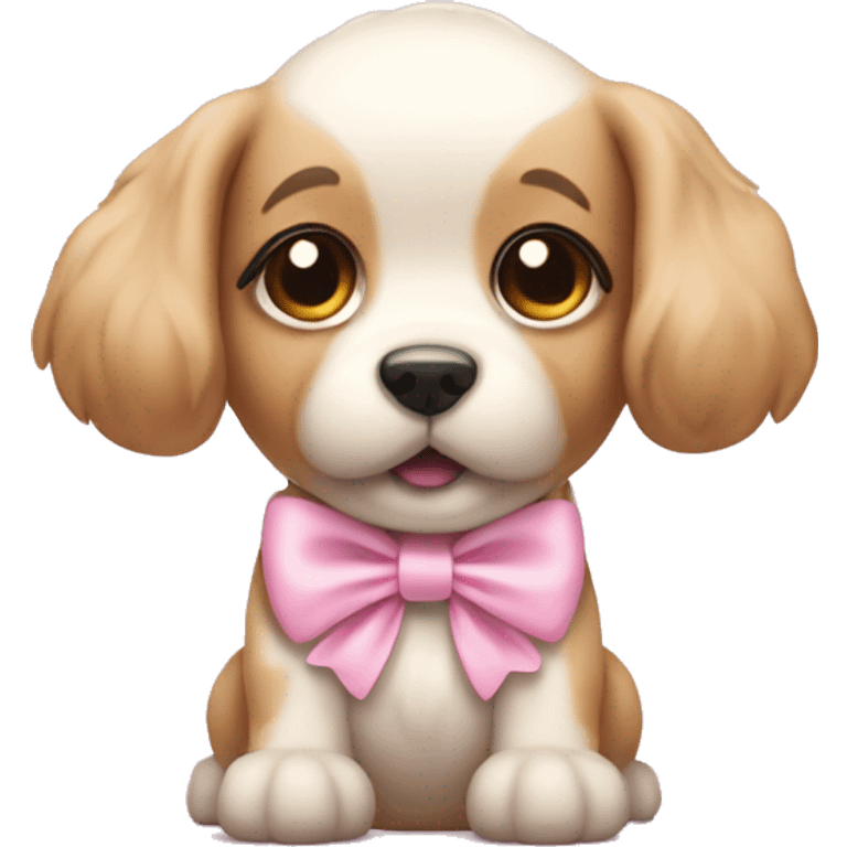 cute dog with light pink bow emoji