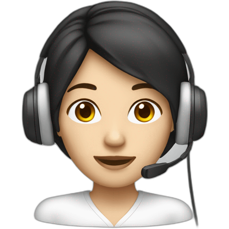 headset woman, dark hair emoji