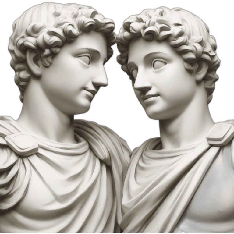 two friends roman statues emoji