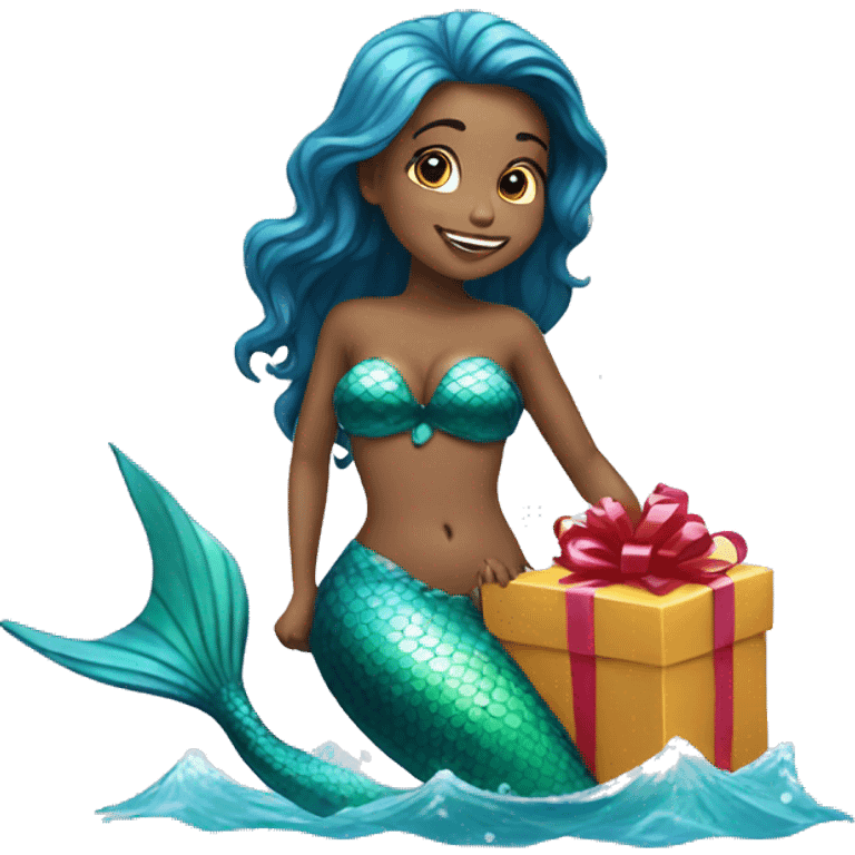 mermaid with a gift emoji