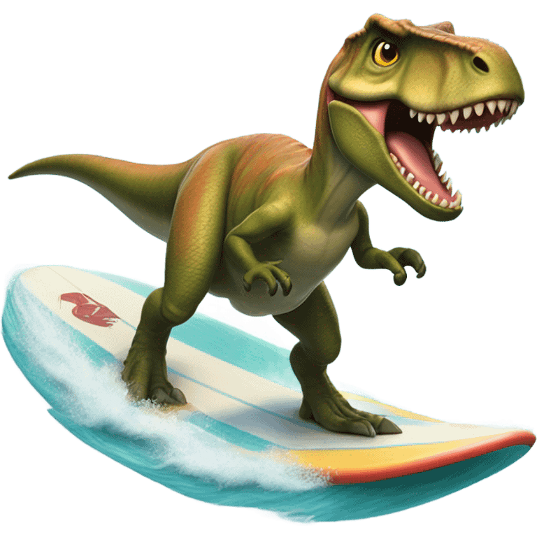 T-Rex surf boarding emoji