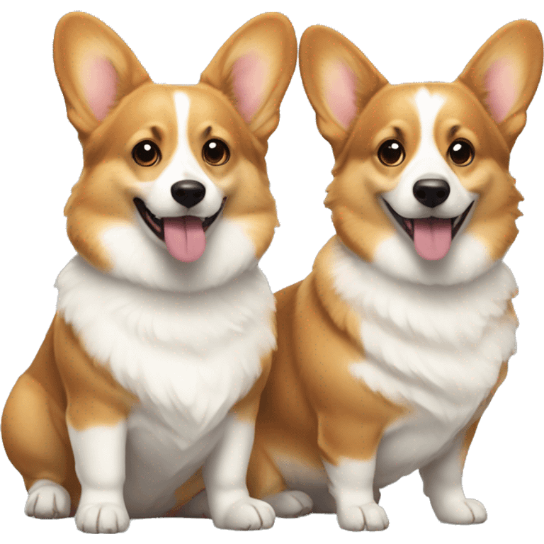 Two corgi: Pembroke fluffy and cardigan  emoji