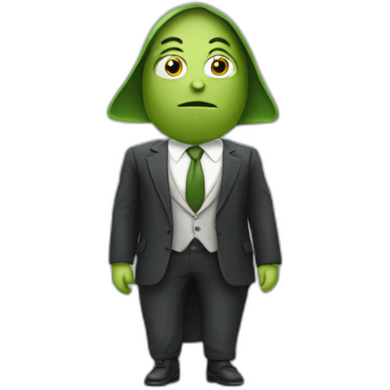 Avocat avec des bras, des jambes et un visage emoji