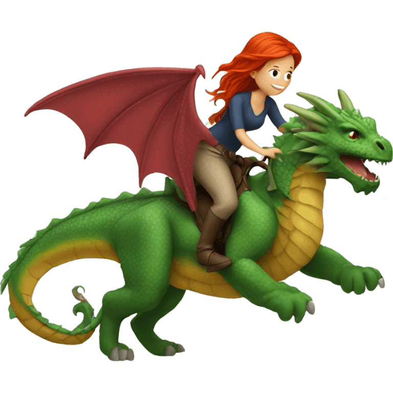 Red haired woman riding a dragon emoji