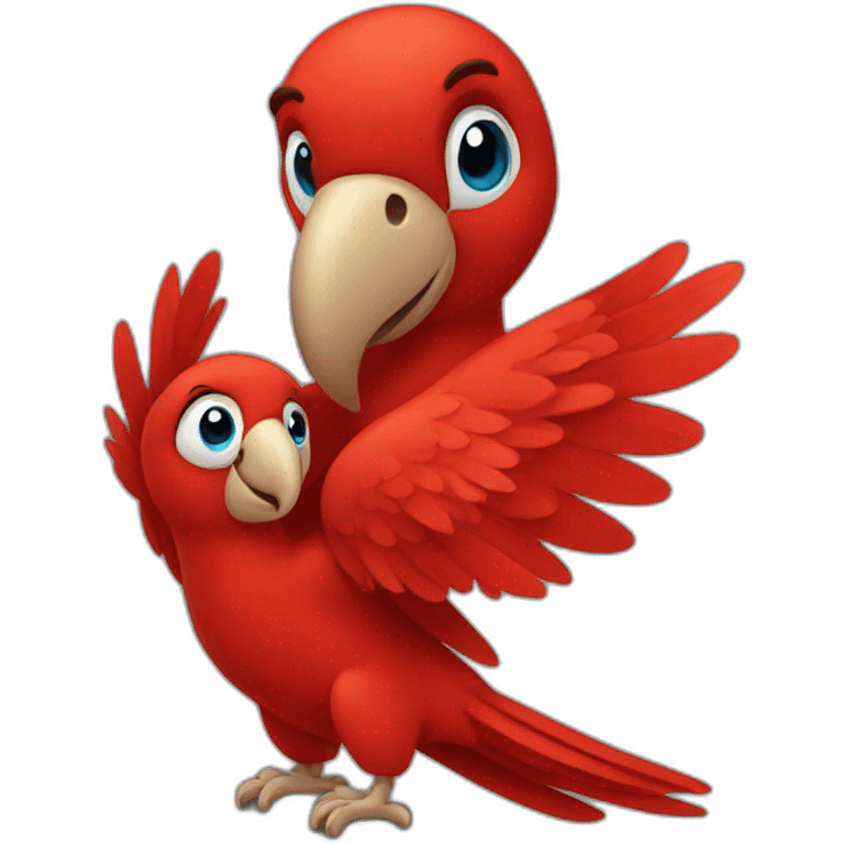 Red parrot giving a hug emoji