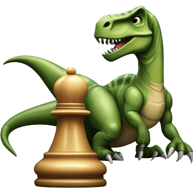 dinosaur holding a chess piece in its paw emoji