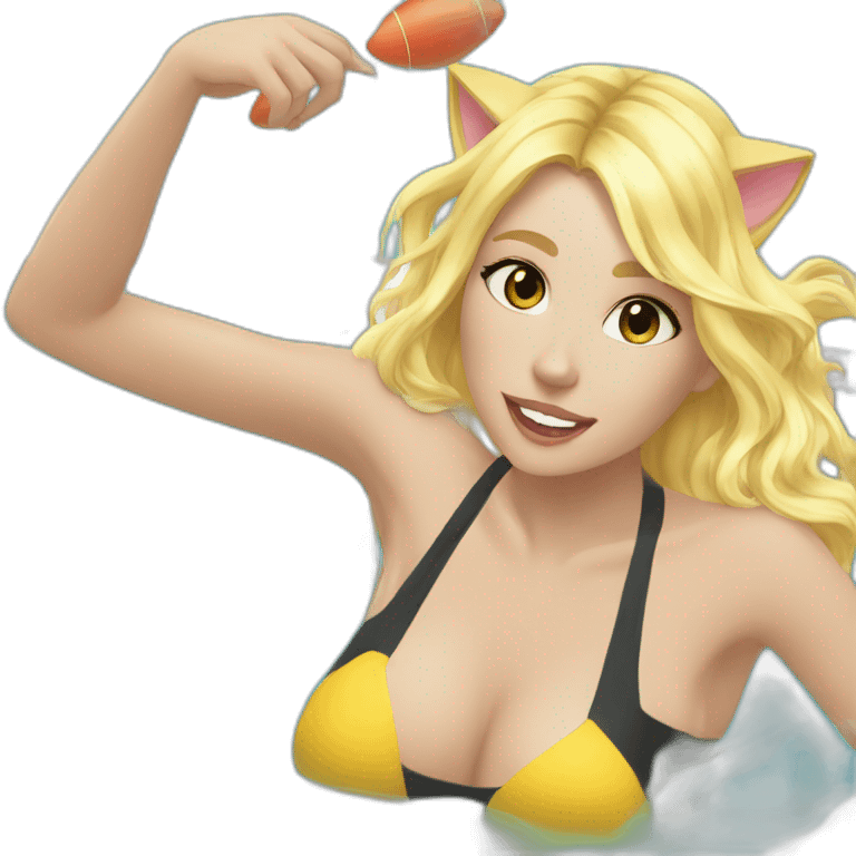 hot catgirl blonde swim emoji