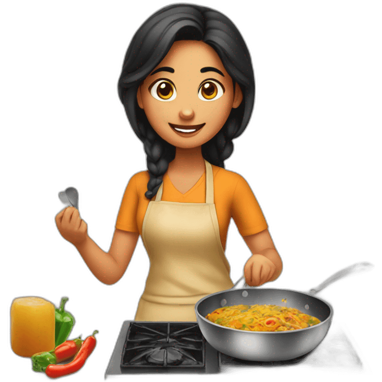 punjabi girl cooking food emoji