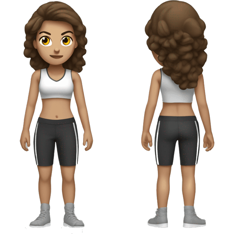 woman brown hair kick box emoji