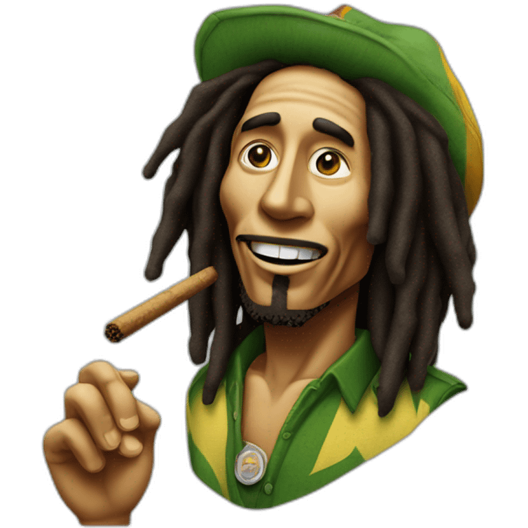 Bob Marley avec un joint canabis emoji