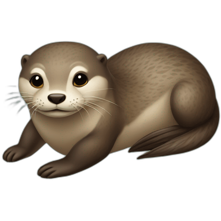 Une loutre sur une tortu emoji