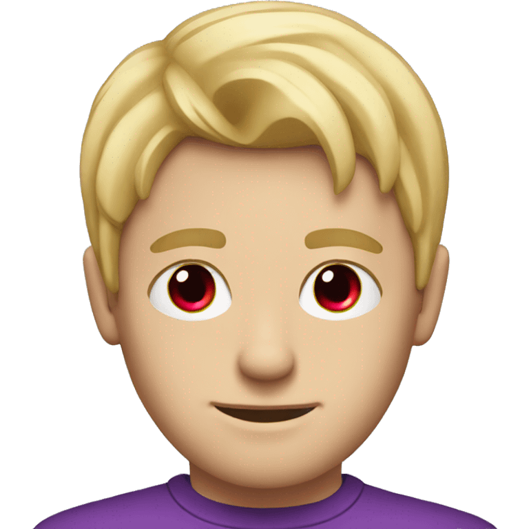 Blonde guy with a red and purple eye emoji