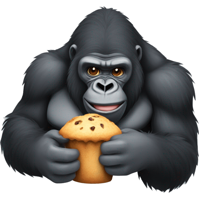 A gorilla eating a muffin  emoji