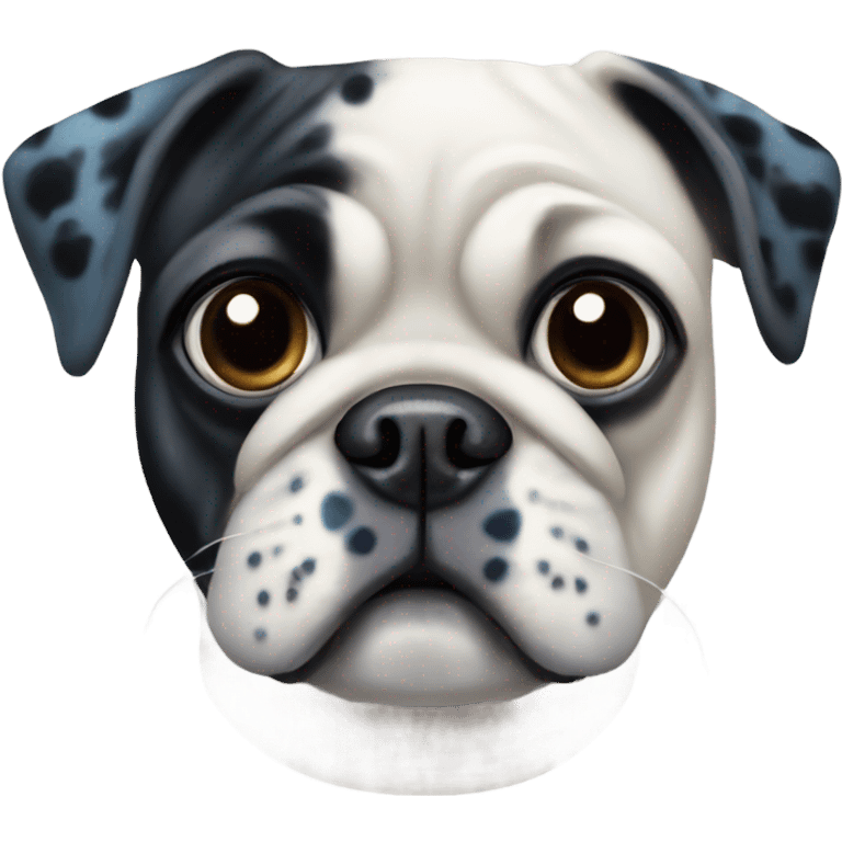 White pug with black spots and blue eyes emoji