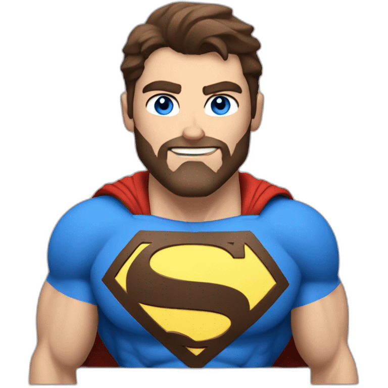 Superman Blue Eyes Brown Beard Muscle emoji