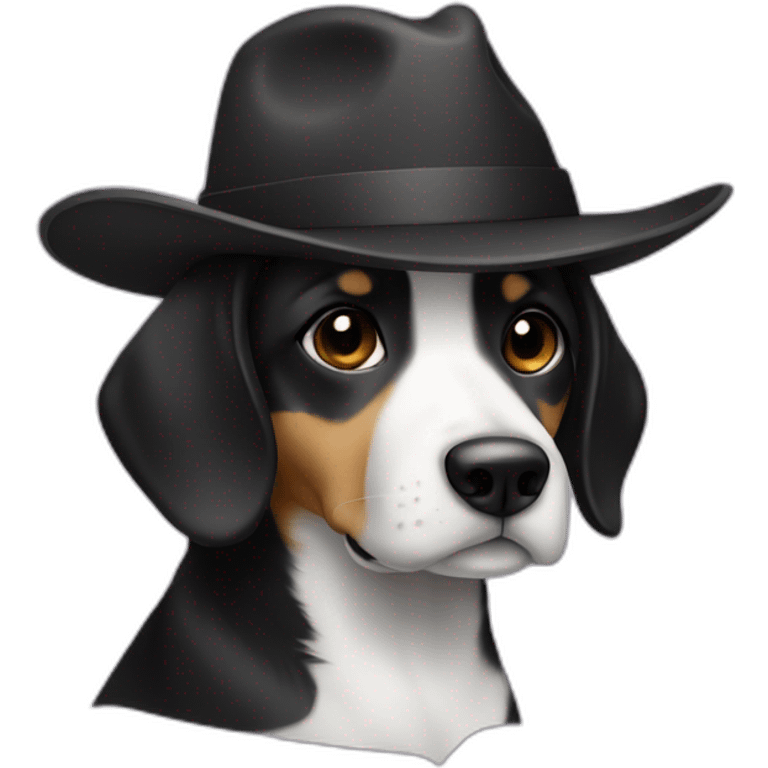 bebe chien avec un chapeau noir emoji