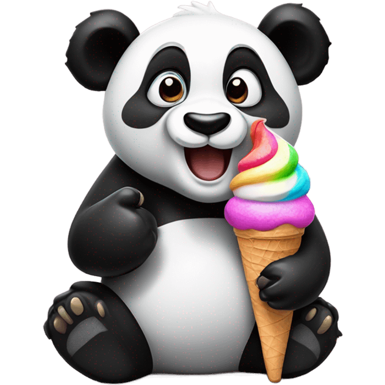 Panda eating ice cream emoji