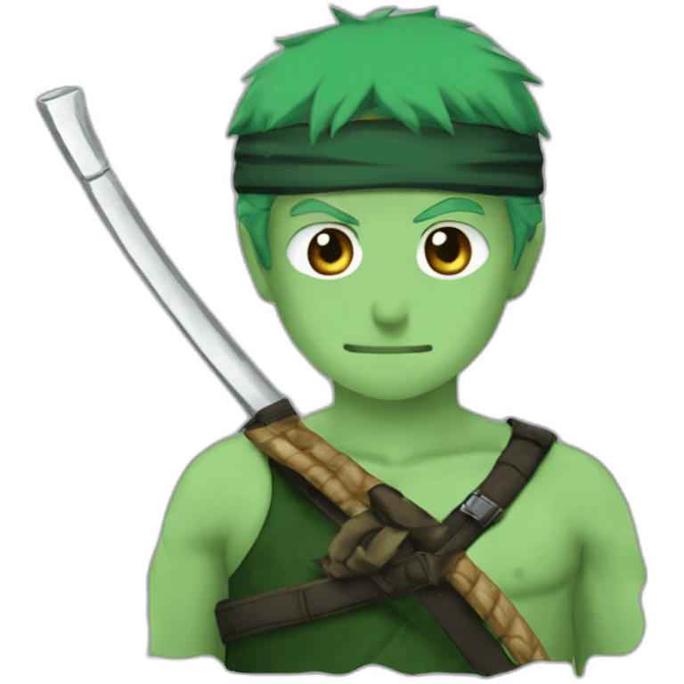 Roronoa zoro soulevant trois épées emoji